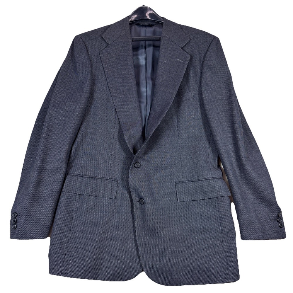 Vtg Polo Ralph Lauren Blazer 42R Gray Dimple Dot‎ 2 Button Lined Vented USA